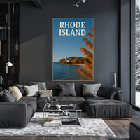 Rhode Island Autumn Lighthouse Travel Poster PosterGoat
