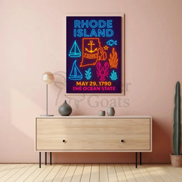 Rhode Island Celebration Neon Cultural or Heritage Poster PosterGoat