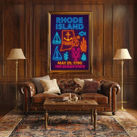 Rhode Island Celebration Neon Cultural or Heritage Poster PosterGoat