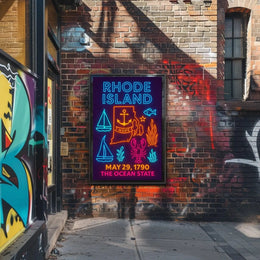 Rhode Island Celebration Neon Cultural or Heritage Poster PosterGoat