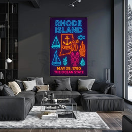 Rhode Island Celebration Neon Cultural or Heritage Poster PosterGoat