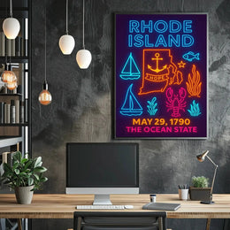 Rhode Island Celebration Neon Cultural or Heritage Poster PosterGoat