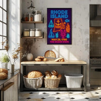 Rhode Island Celebration Neon Cultural or Heritage Poster PosterGoat