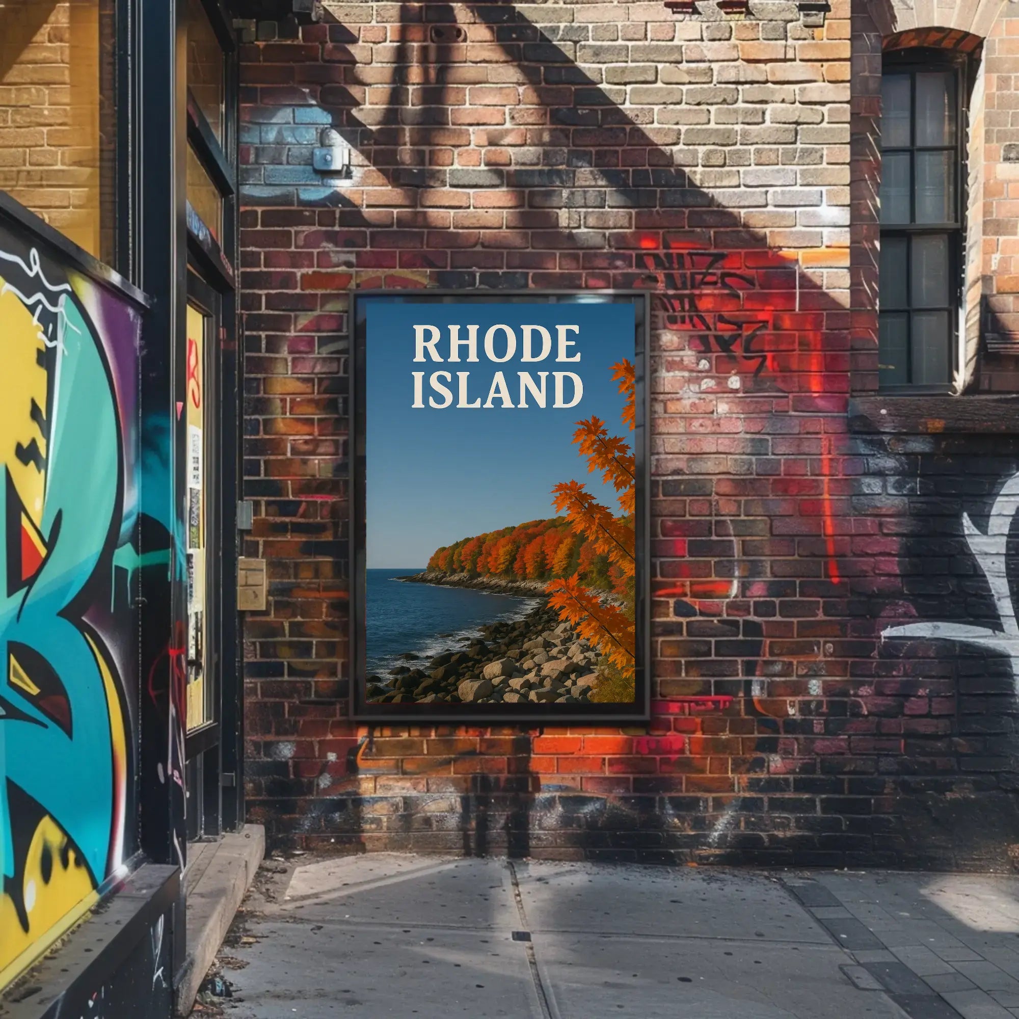 Rhode Island Coastal Landscape Autumn Travel Poster PosterGoat