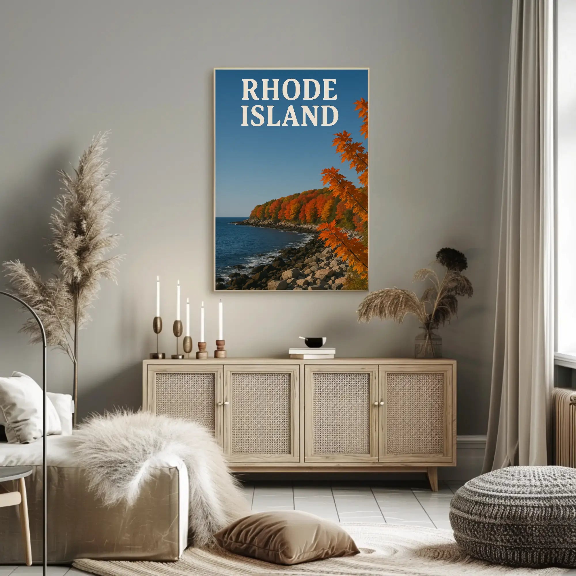 Rhode Island Coastal Landscape Autumn Travel Poster PosterGoat
