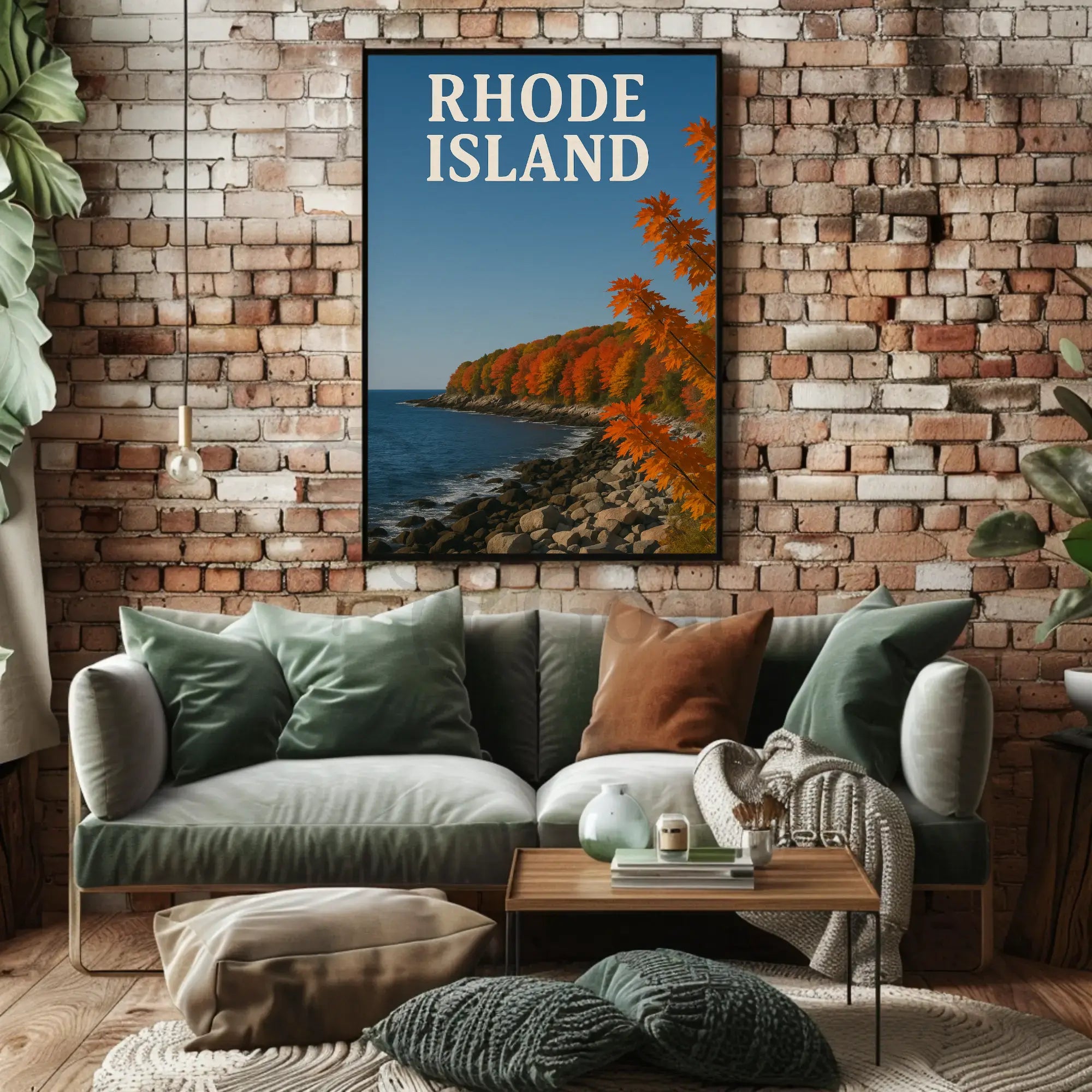 Rhode Island Coastal Landscape Autumn Travel Poster PosterGoat