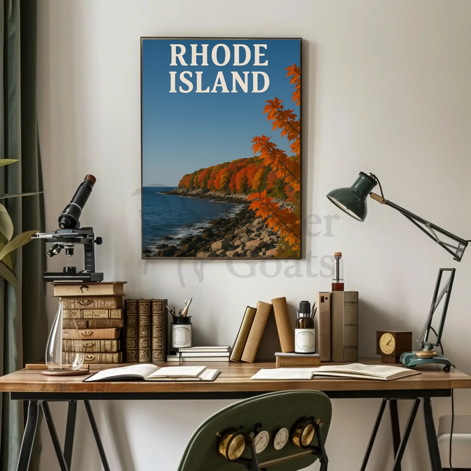 Rhode Island Coastal Landscape Autumn Travel Poster PosterGoat