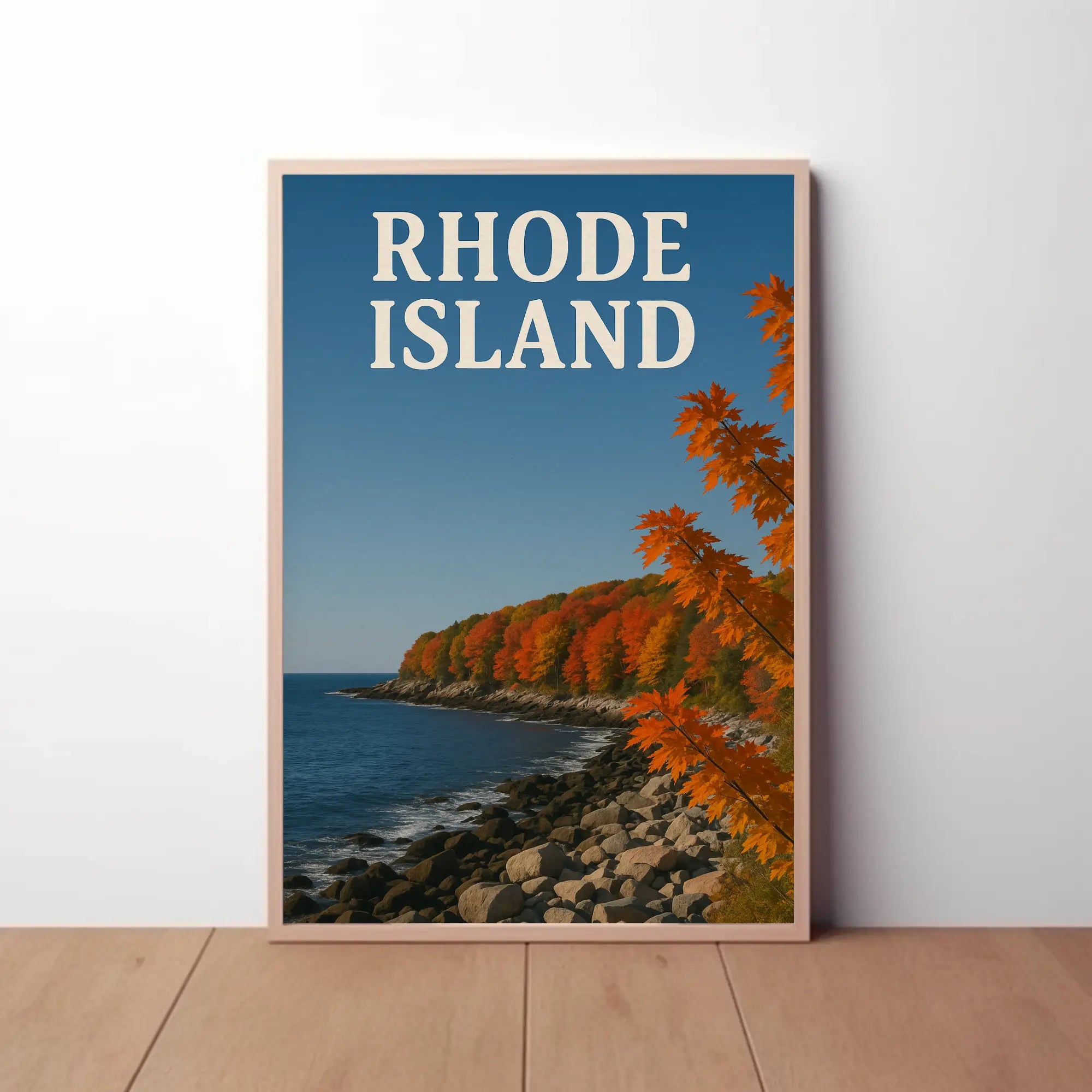 Rhode Island Coastal Landscape Autumn Travel Poster PosterGoat