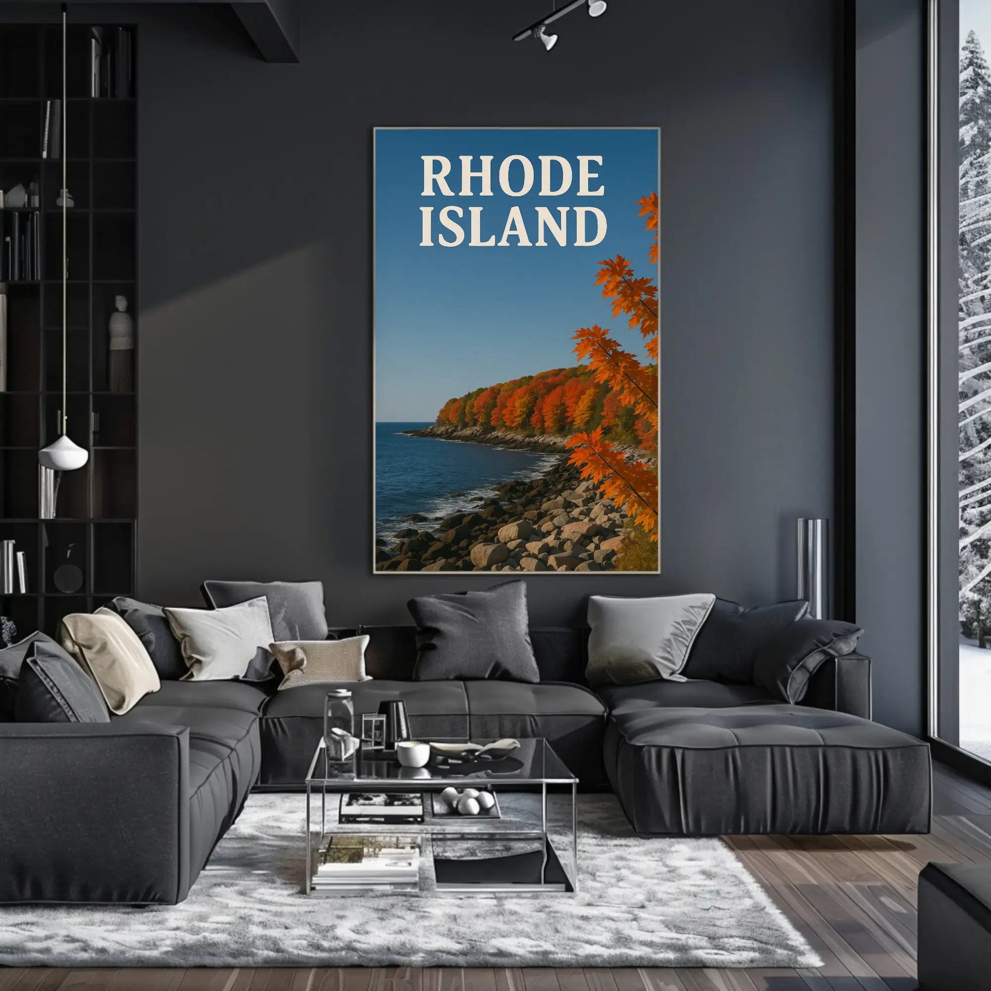 Rhode Island Coastal Landscape Autumn Travel Poster PosterGoat