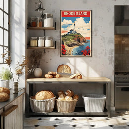 Rhode Island Coastal Lighthouse Vintage Travel Poster PosterGoat