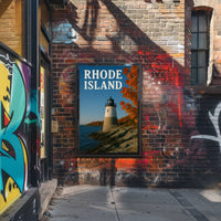 Rhode Island Lighthouse Autumn Scenery Travel Poster PosterGoat