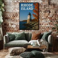 Rhode Island Lighthouse Autumn Scenery Travel Poster PosterGoat