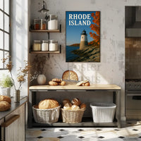 Rhode Island Lighthouse Autumn Scenery Travel Poster PosterGoat