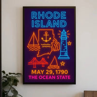 Rhode Island Neon Tribute: Cultural or Heritage Poster PosterGoat