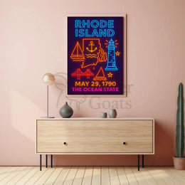 Rhode Island Neon Tribute: Cultural or Heritage Poster PosterGoat