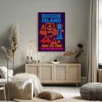 Rhode Island Neon Tribute: Cultural or Heritage Poster PosterGoat