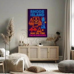 Rhode Island Neon Tribute: Cultural or Heritage Poster PosterGoat