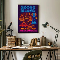 Rhode Island Neon Tribute: Cultural or Heritage Poster PosterGoat