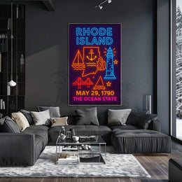 Rhode Island Neon Tribute: Cultural or Heritage Poster PosterGoat