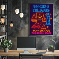Rhode Island Neon Tribute: Cultural or Heritage Poster PosterGoat
