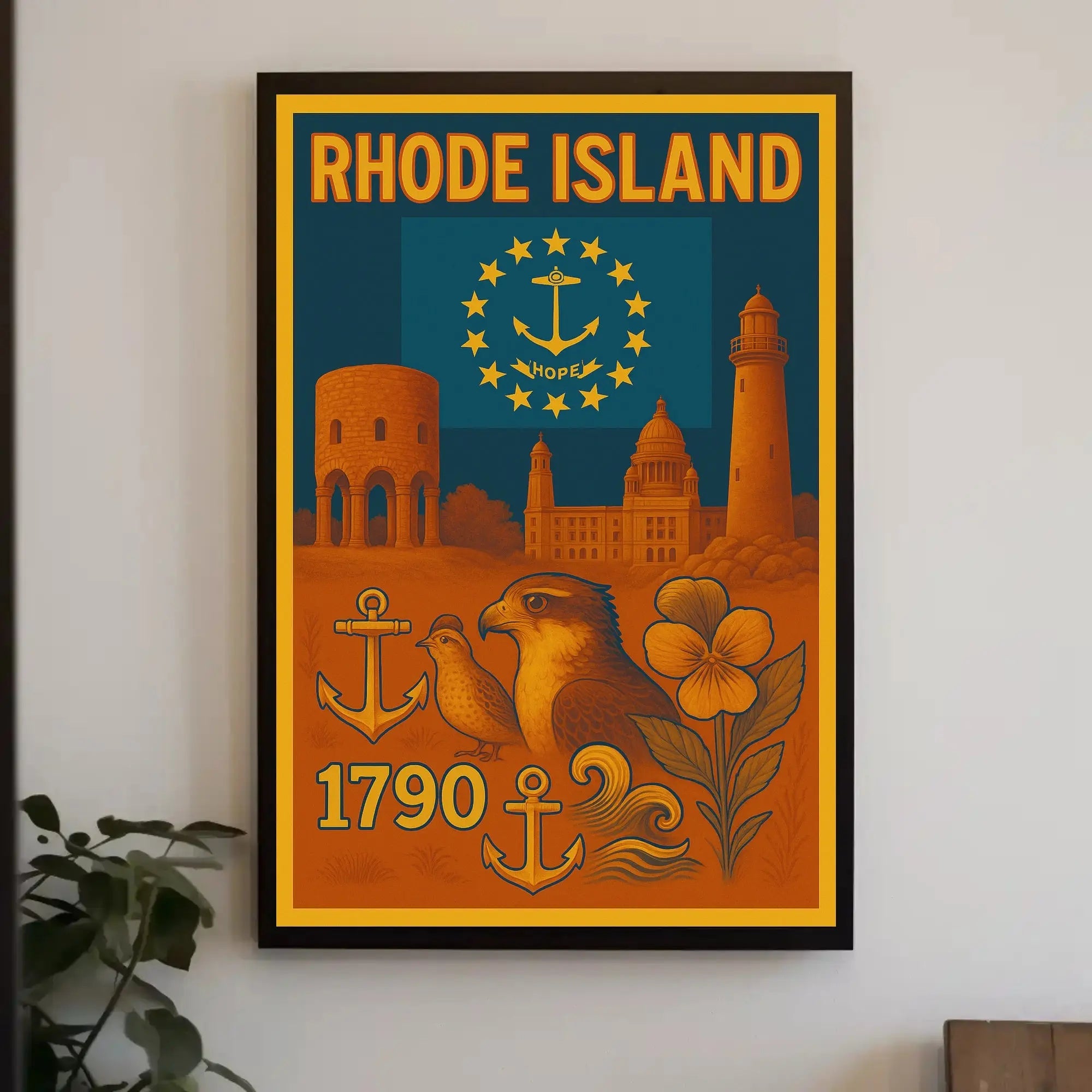 Rhode Island Vintage-Style Nautical Heritage Travel Poster PosterGoat