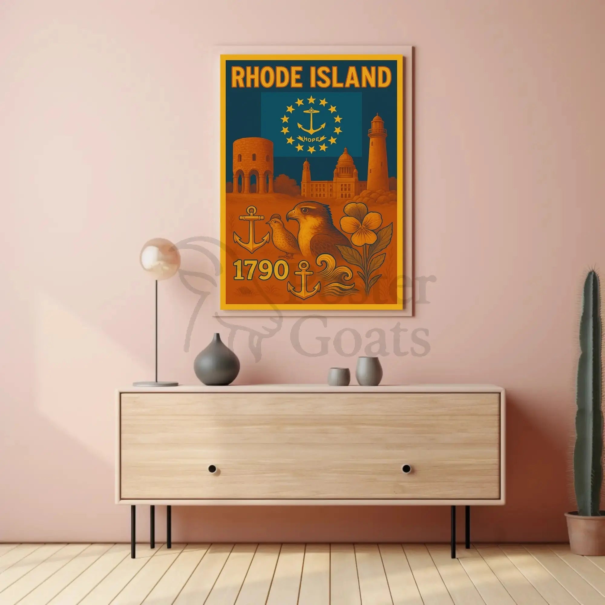 Rhode Island Vintage-Style Nautical Heritage Travel Poster PosterGoat
