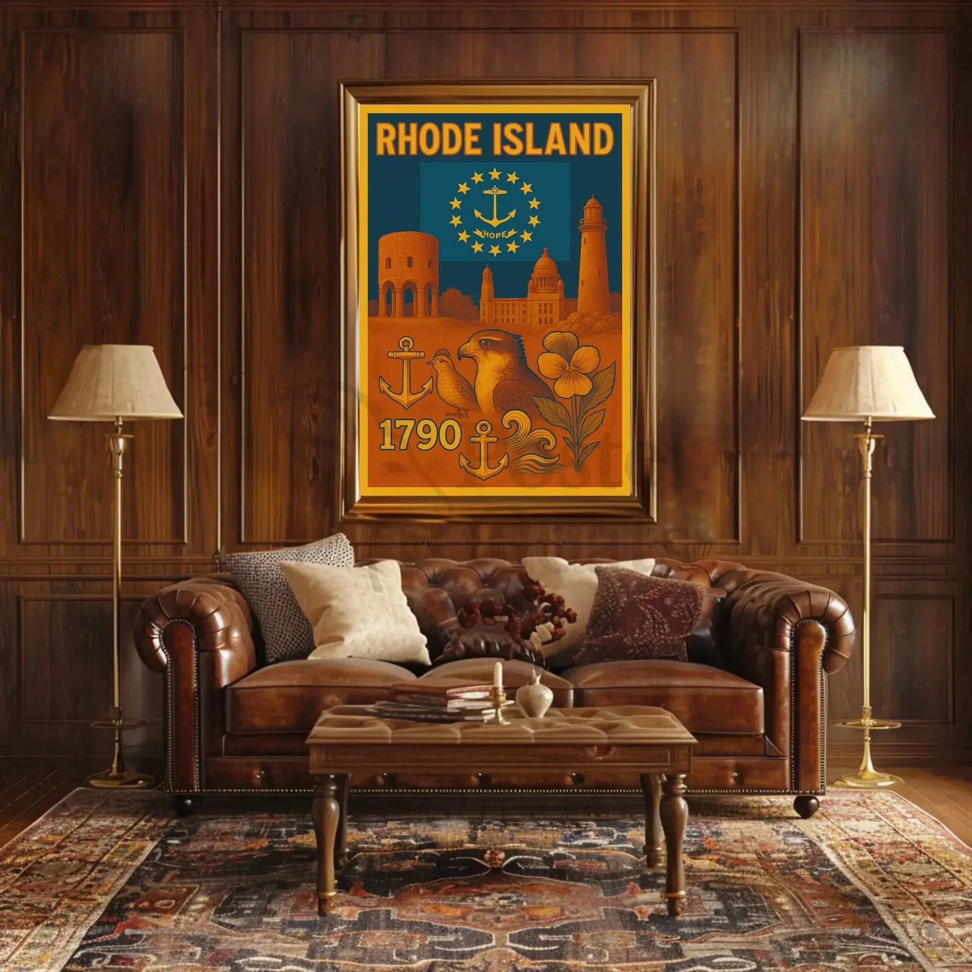 Rhode Island Vintage-Style Nautical Heritage Travel Poster PosterGoat