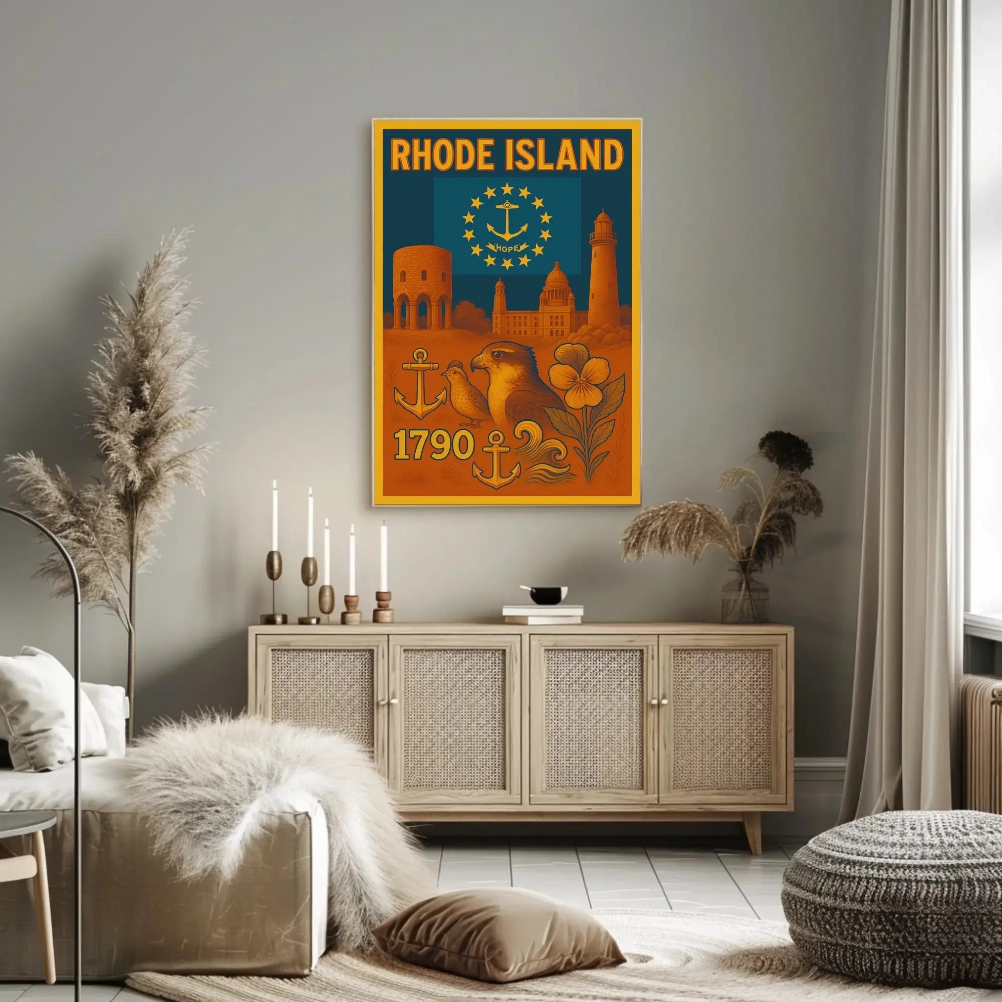 Rhode Island Vintage-Style Nautical Heritage Travel Poster PosterGoat