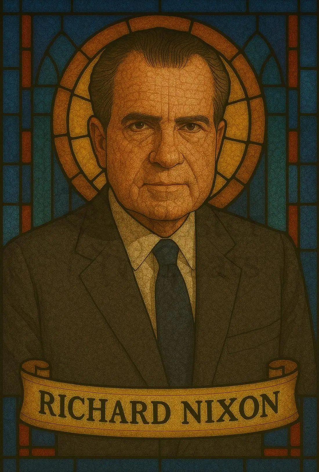 Richard Nixon Stained Glass Presidential Tribute Poster PosterGoat
