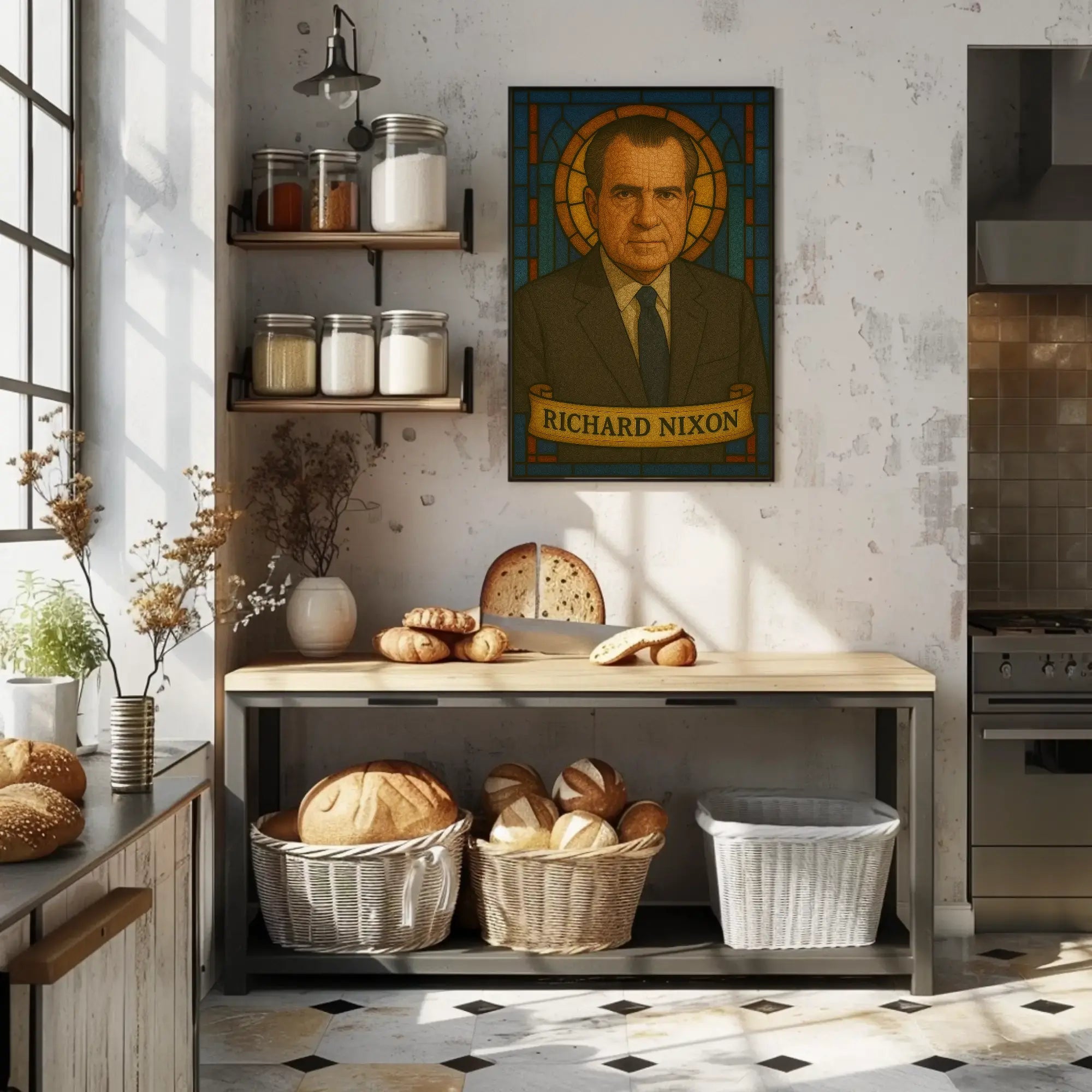 Richard Nixon Stained Glass Presidential Tribute Poster PosterGoat