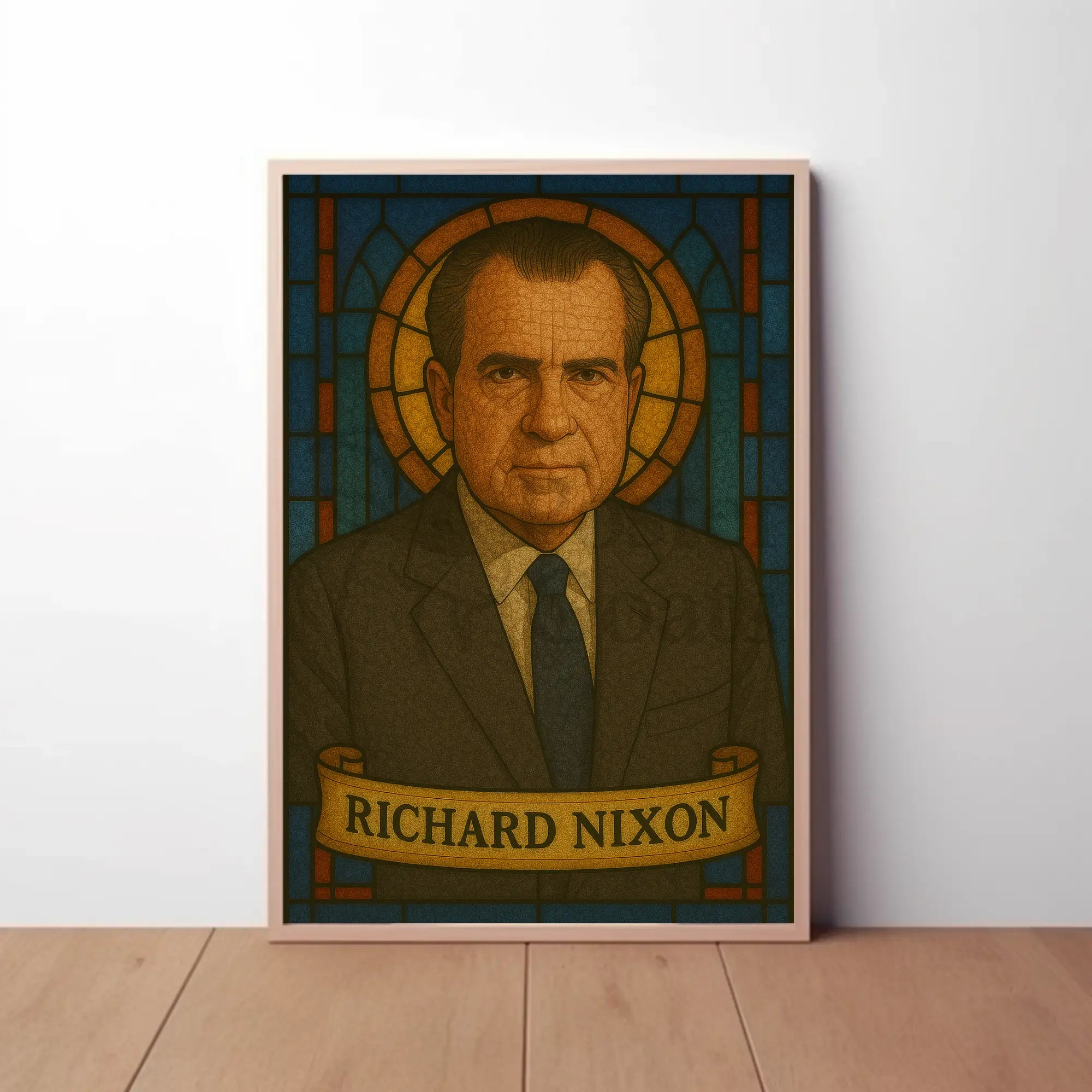 Richard Nixon Stained Glass Presidential Tribute Poster PosterGoat