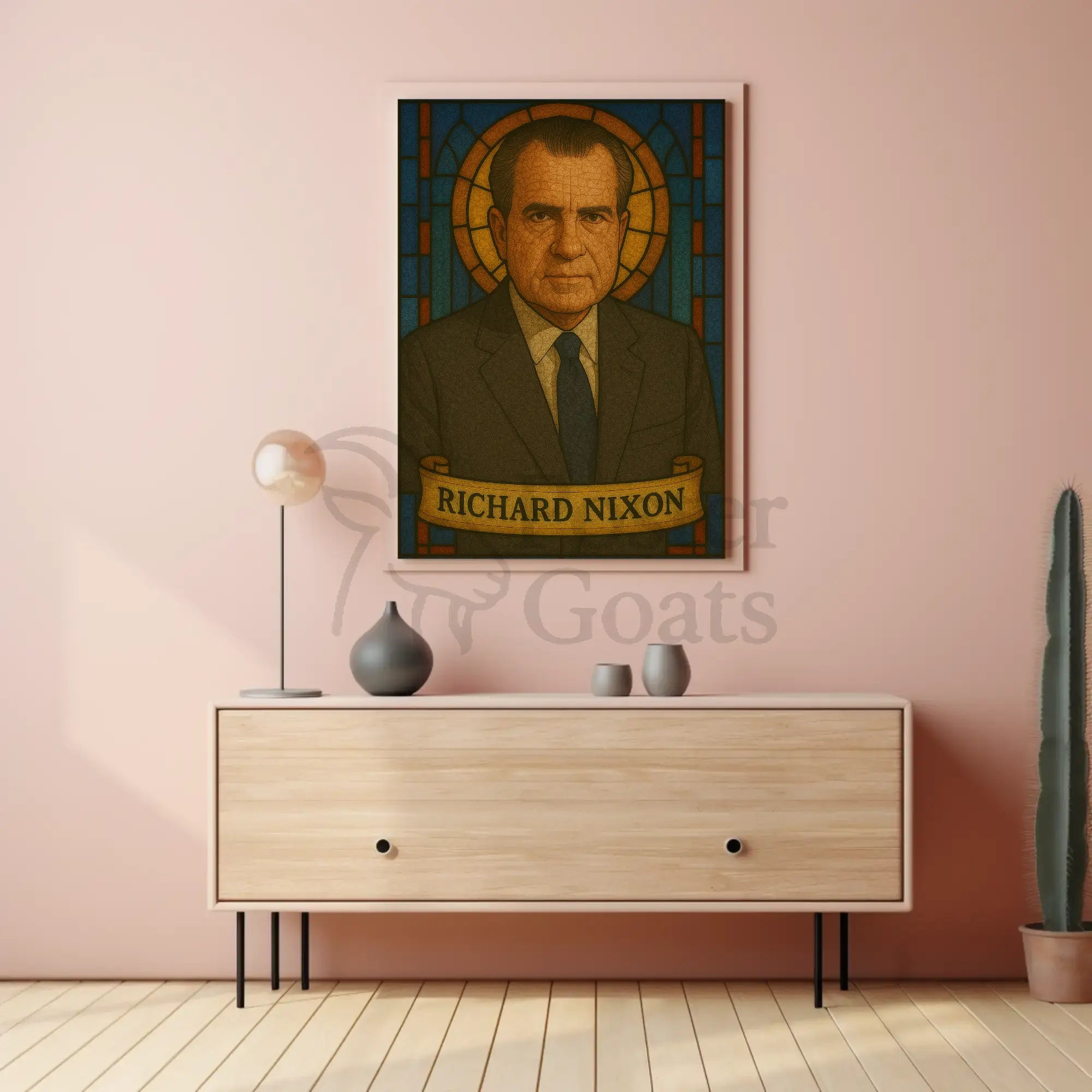 Richard Nixon Stained Glass Presidential Tribute Poster PosterGoat