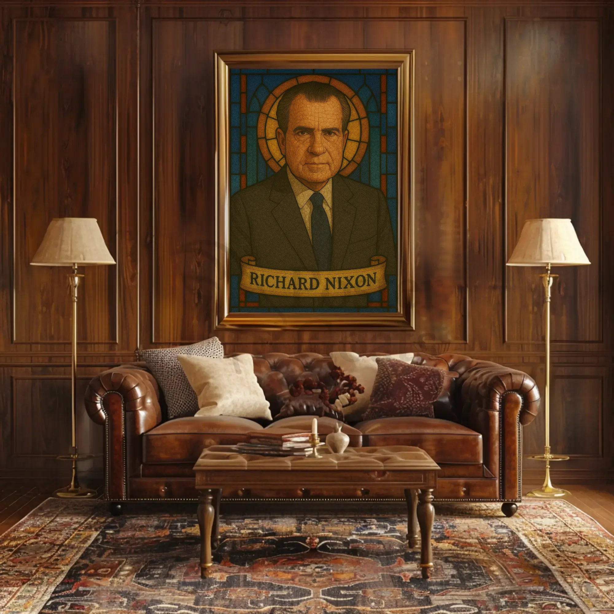 Richard Nixon Stained Glass Presidential Tribute Poster PosterGoat