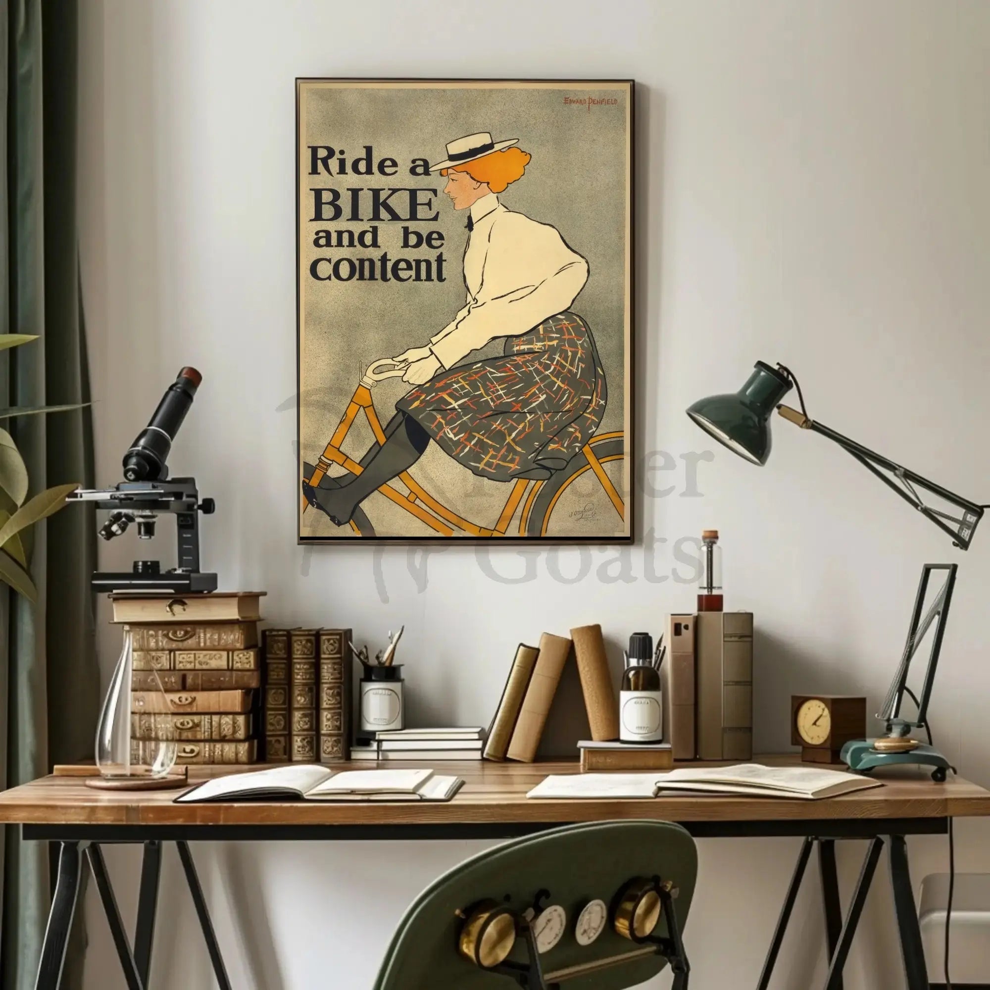 Ride a Bike and Be Content Historical Poster PosterGoat