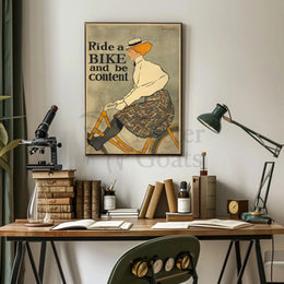 Ride a Bike and Be Content Historical Poster PosterGoat