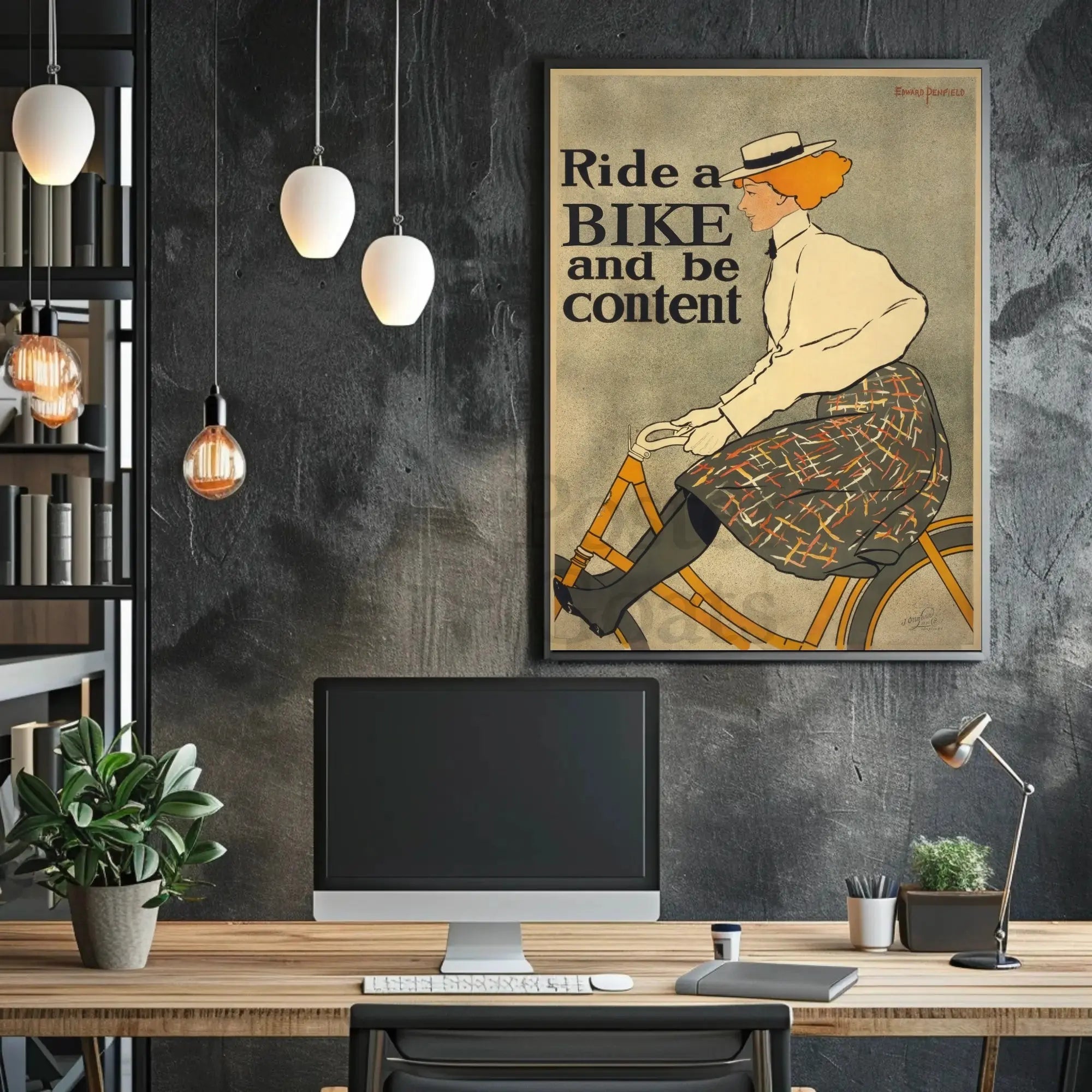 Ride a Bike and Be Content Historical Poster PosterGoat