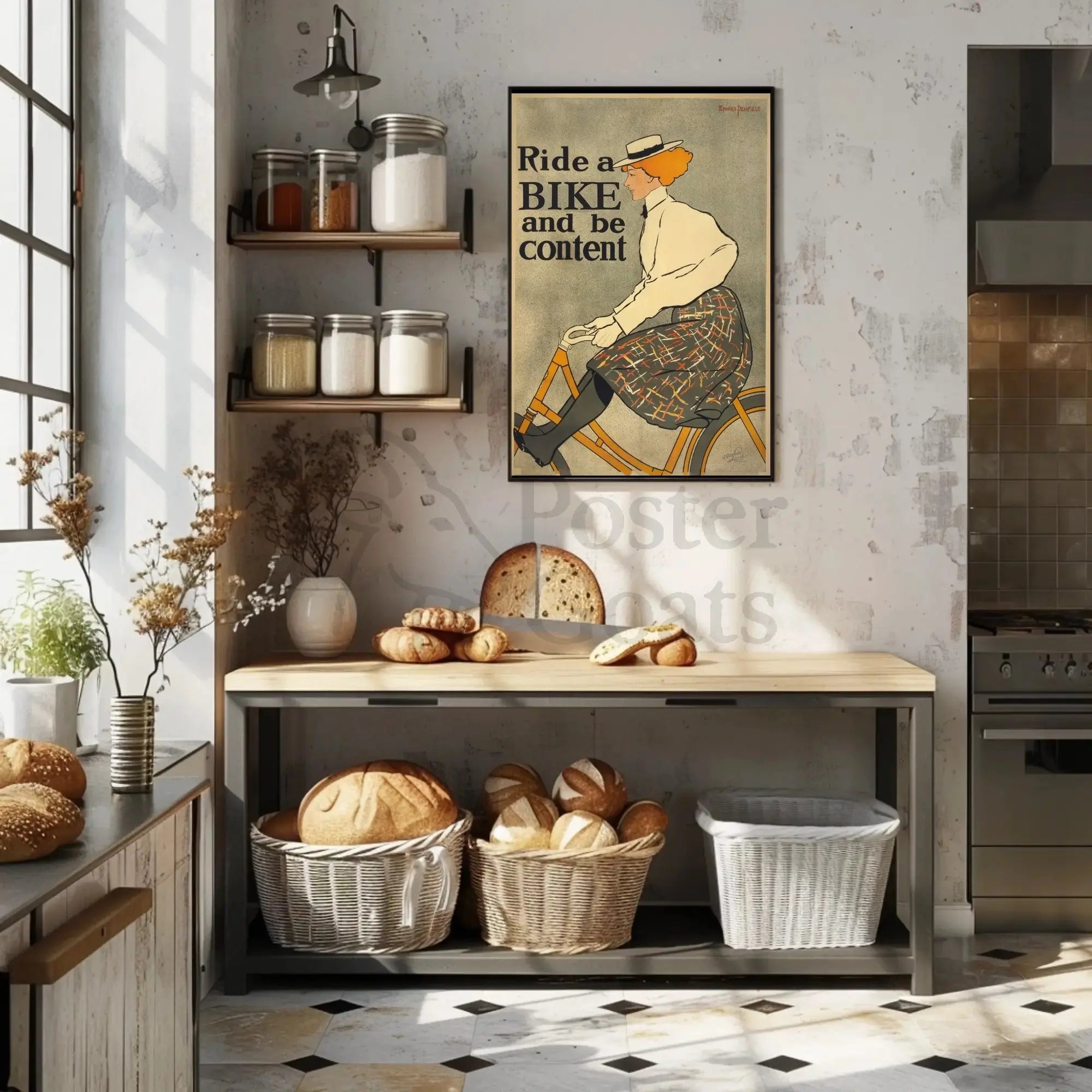Ride a Bike and Be Content Historical Poster PosterGoat