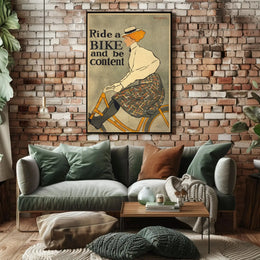 Ride a Bike and Be Content Historical Poster PosterGoat