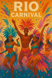 Rio Carnival Dancers Vibrant Celebration Cultural or Heritage Poster PosterGoat