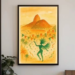 Rio Carnival Samba Celebration in Watercolor Art Poster PosterGoat