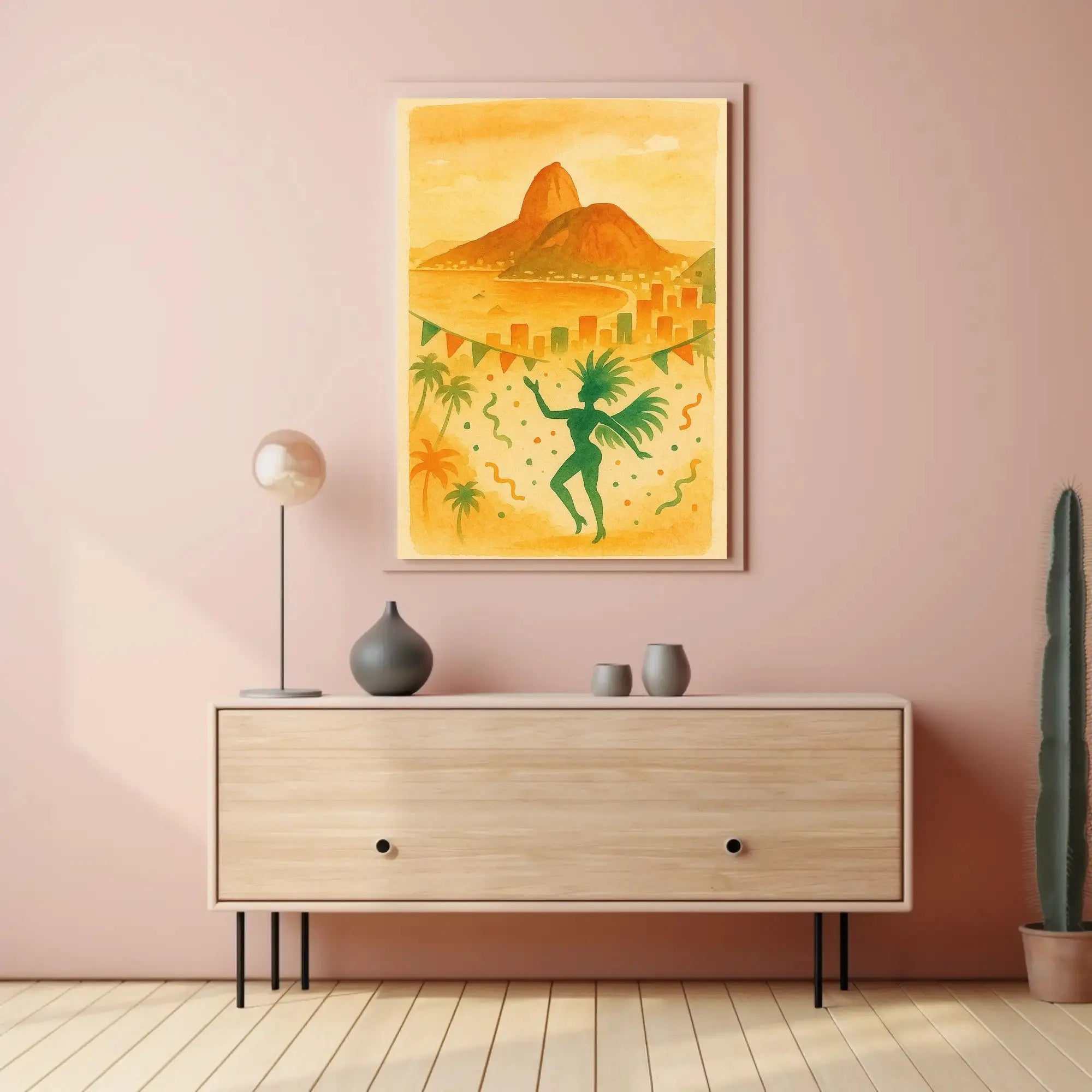 Rio Carnival Samba Celebration in Watercolor Art Poster PosterGoat