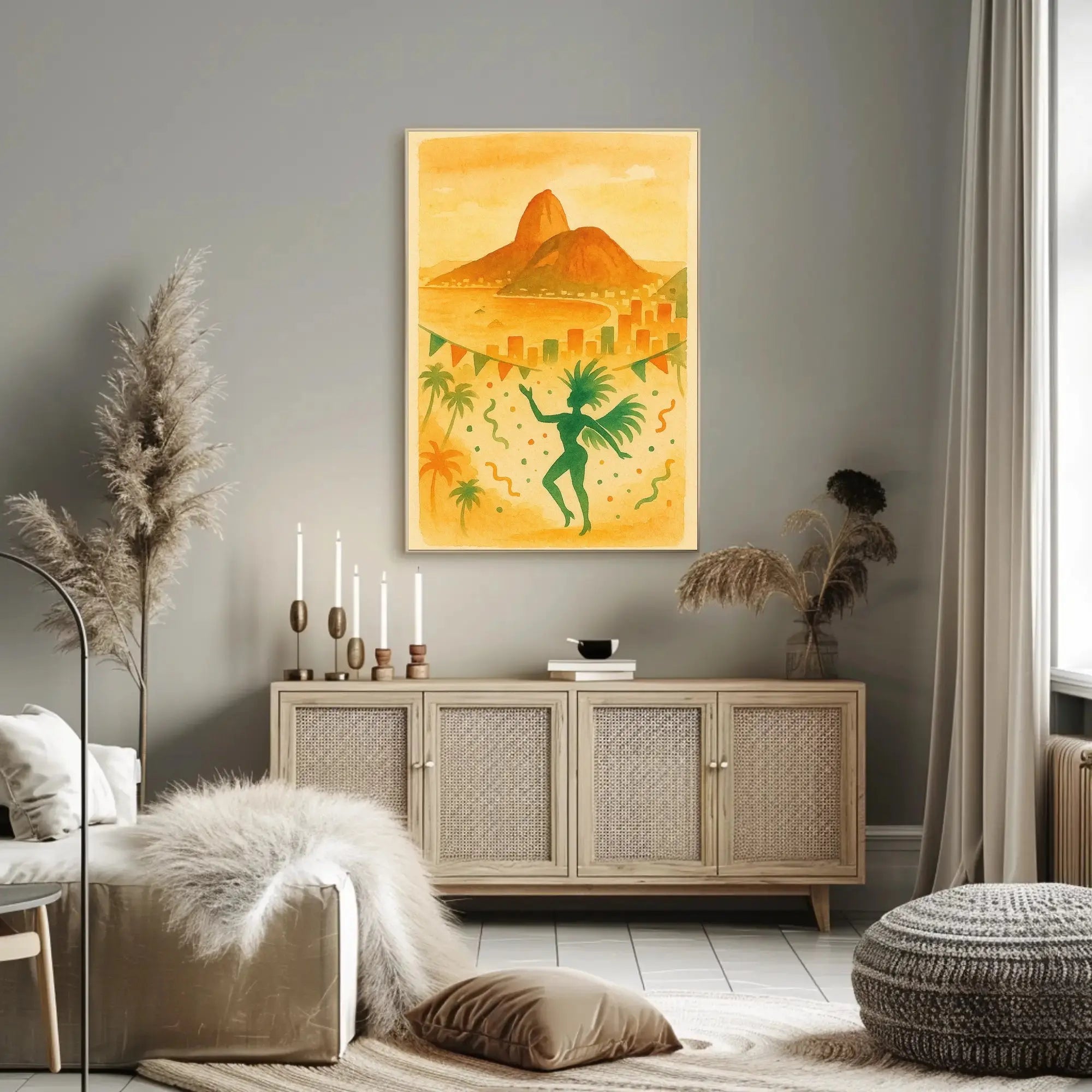 Rio Carnival Samba Celebration in Watercolor Art Poster PosterGoat
