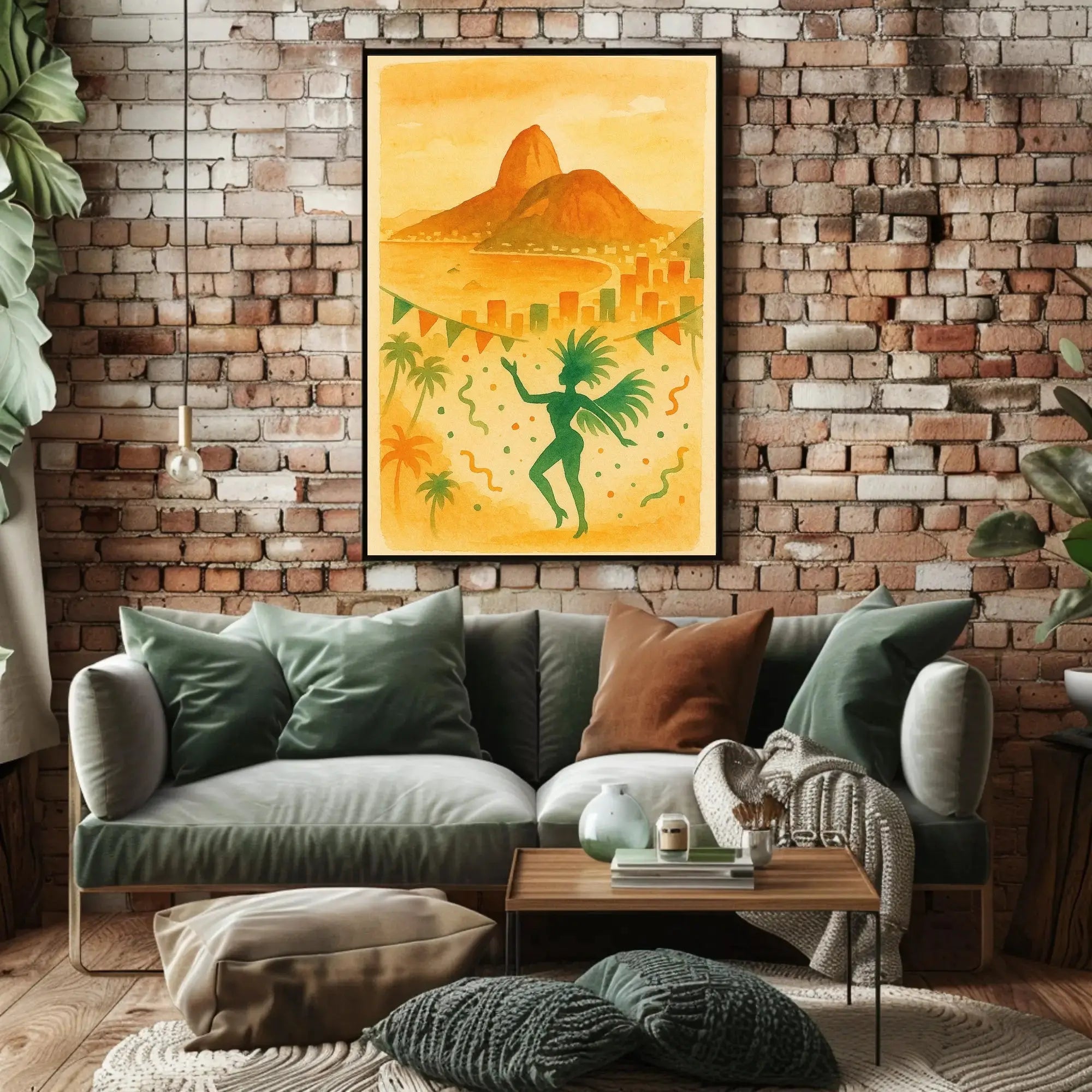 Rio Carnival Samba Celebration in Watercolor Art Poster PosterGoat