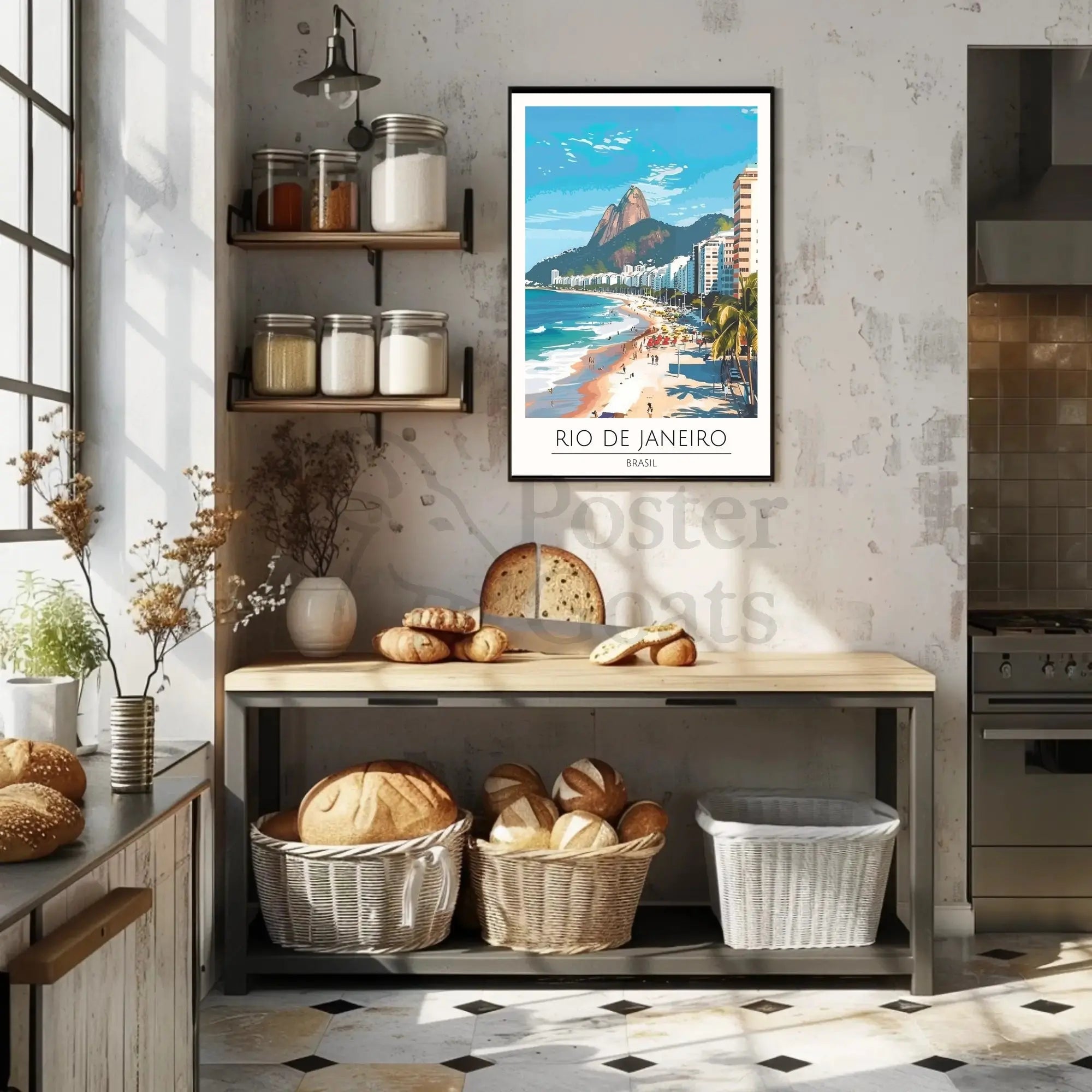Rio de Janeiro Beach Scene: A Vibrant Travel Poster PosterGoat