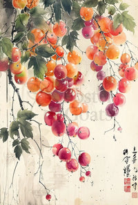 Ripe Fruit Harmony in Classic East Asian Art Poster PosterGoat