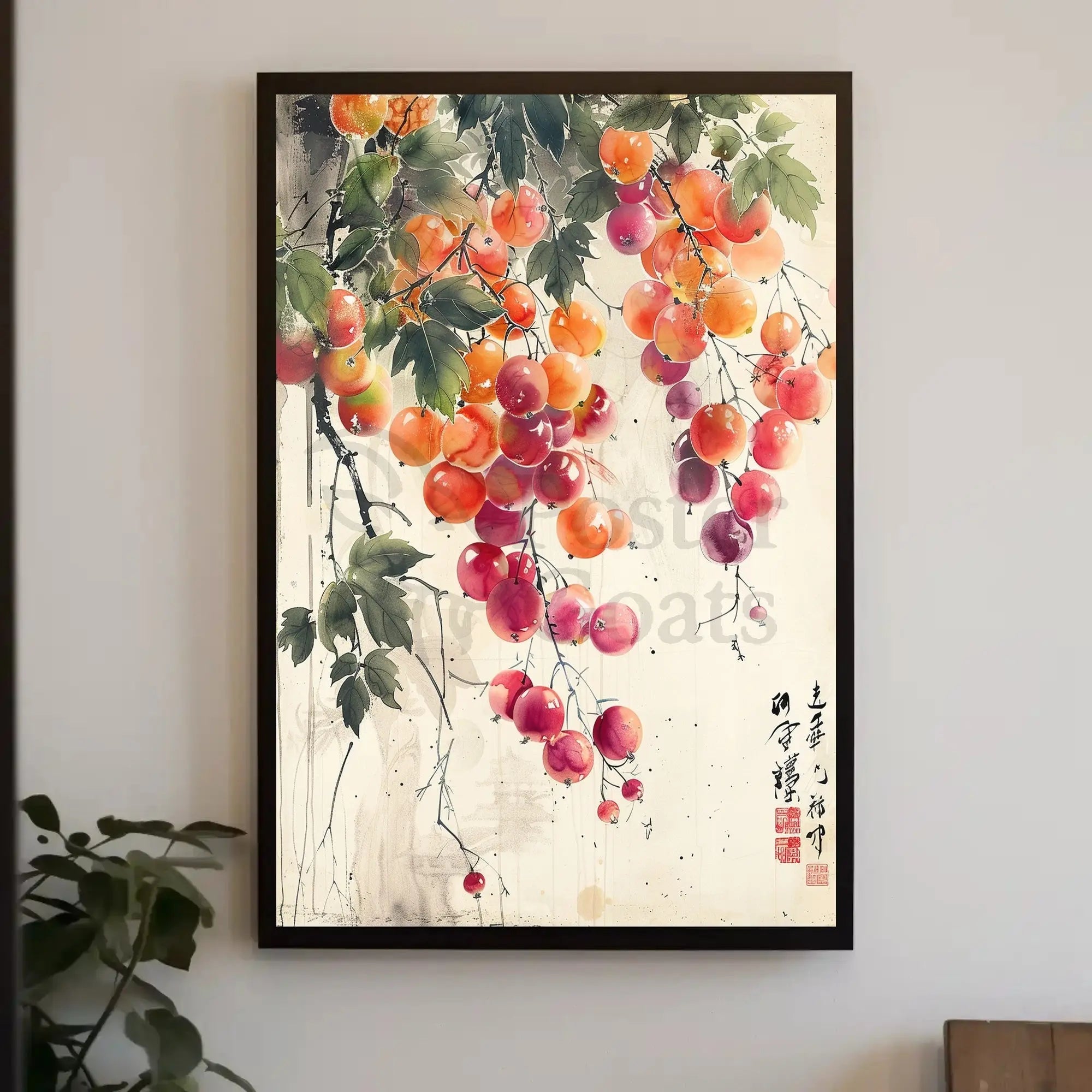 Ripe Fruit Harmony in Classic East Asian Art Poster PosterGoat