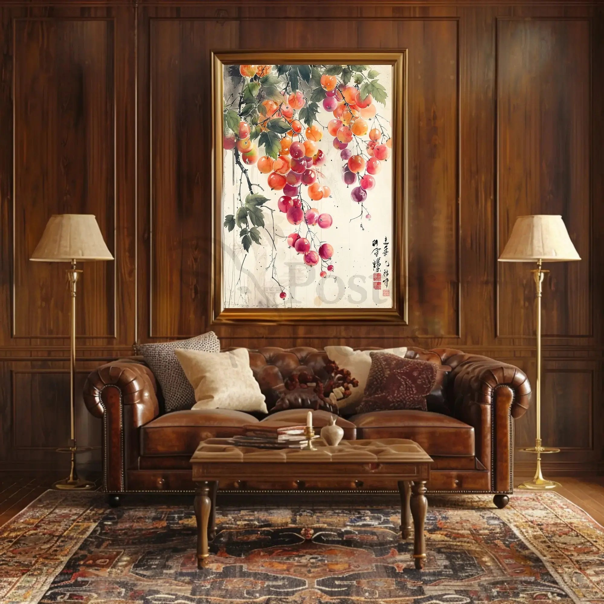 Ripe Fruit Harmony in Classic East Asian Art Poster PosterGoat