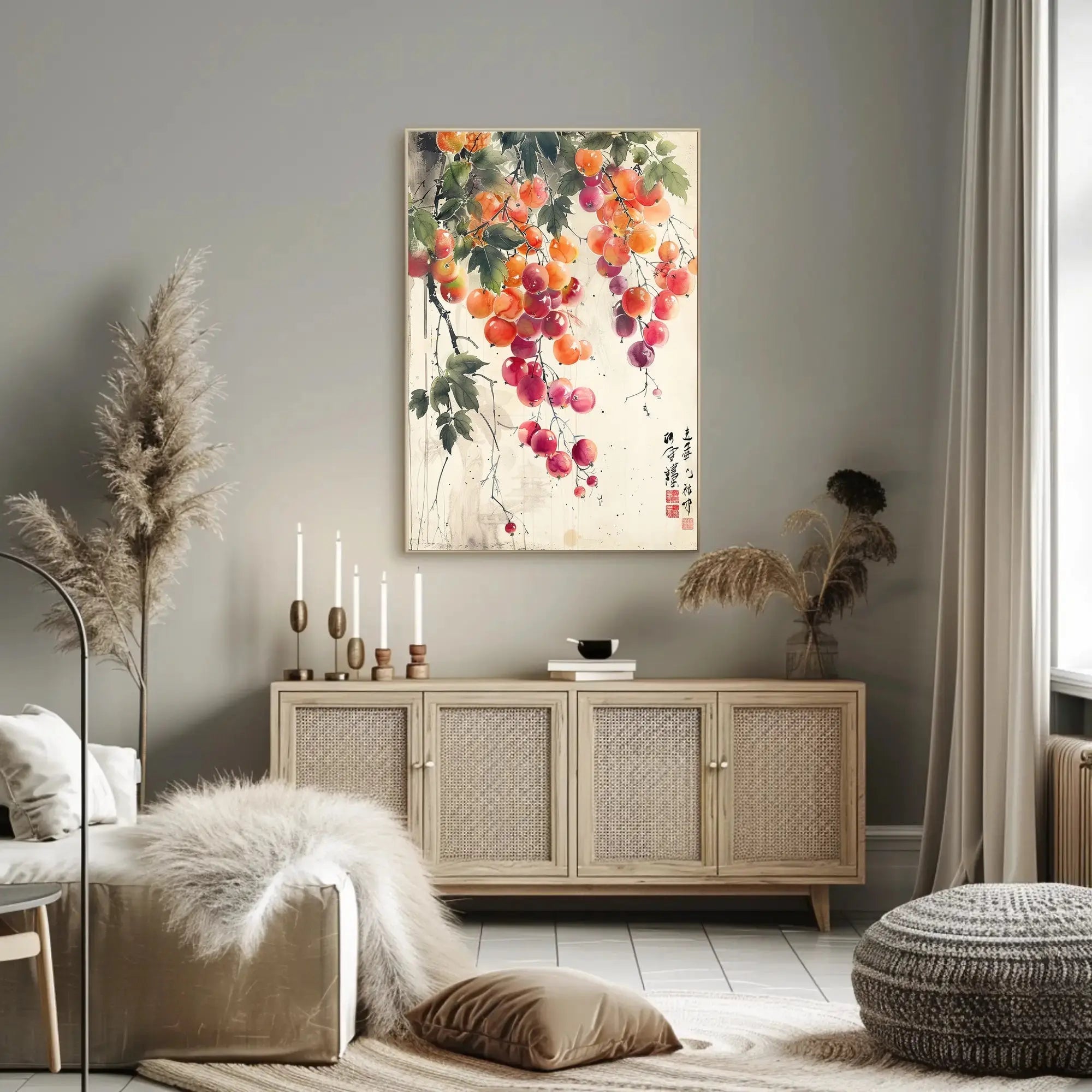 Ripe Fruit Harmony in Classic East Asian Art Poster PosterGoat