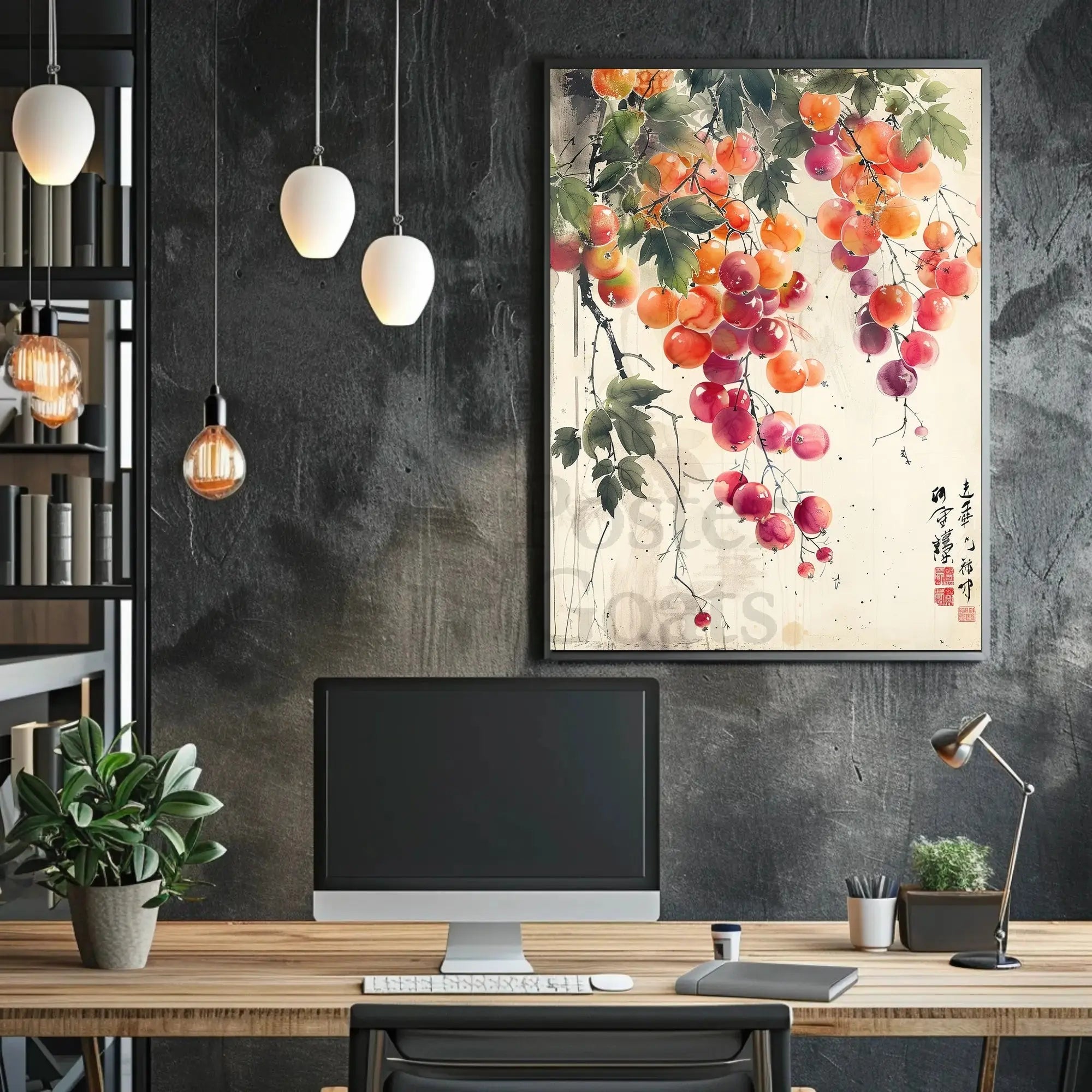 Ripe Fruit Harmony in Classic East Asian Art Poster PosterGoat