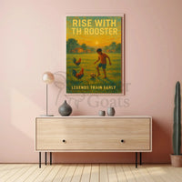 Rise with the Rooster Sports Poster PosterGoat